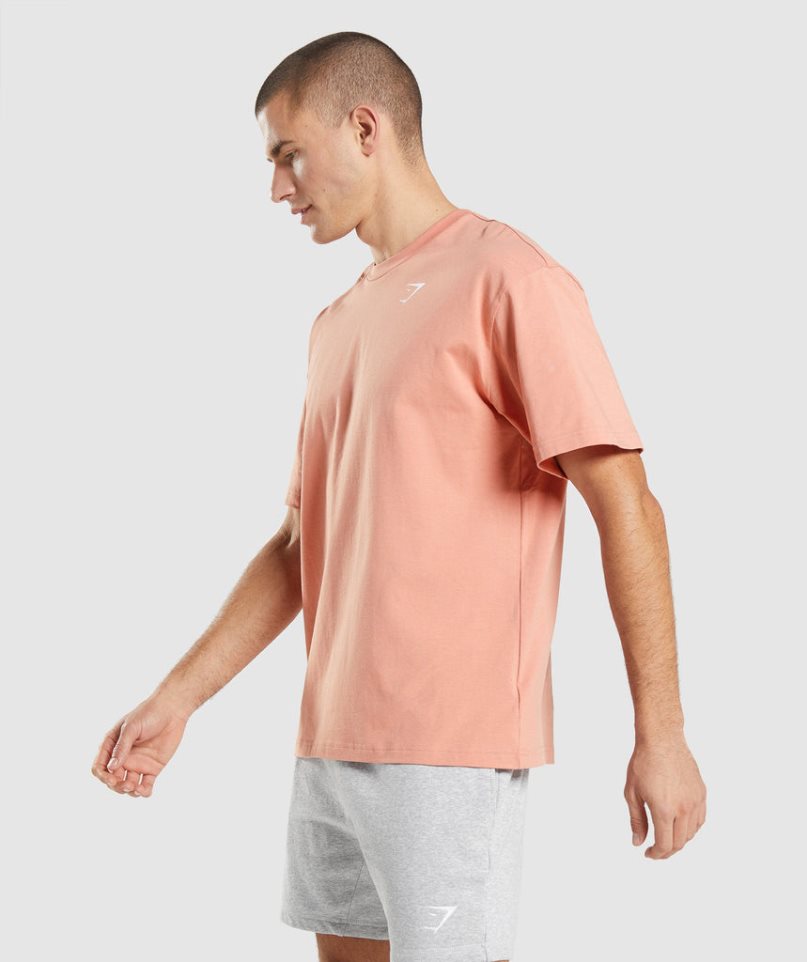 Men's Gymshark Essential Oversized T-Shirts Pink | NZ 0AMTVR